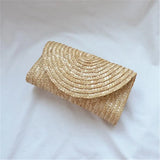 Wheat Straw Woven Clutch — Bohemian Summer Beach Envelope Bag for Women