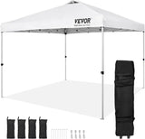 10′ x 10′ Pop-Up Canopy Tent – 250D PU Silver-Coated Tarp with Roller Bag & 4 Sandbags