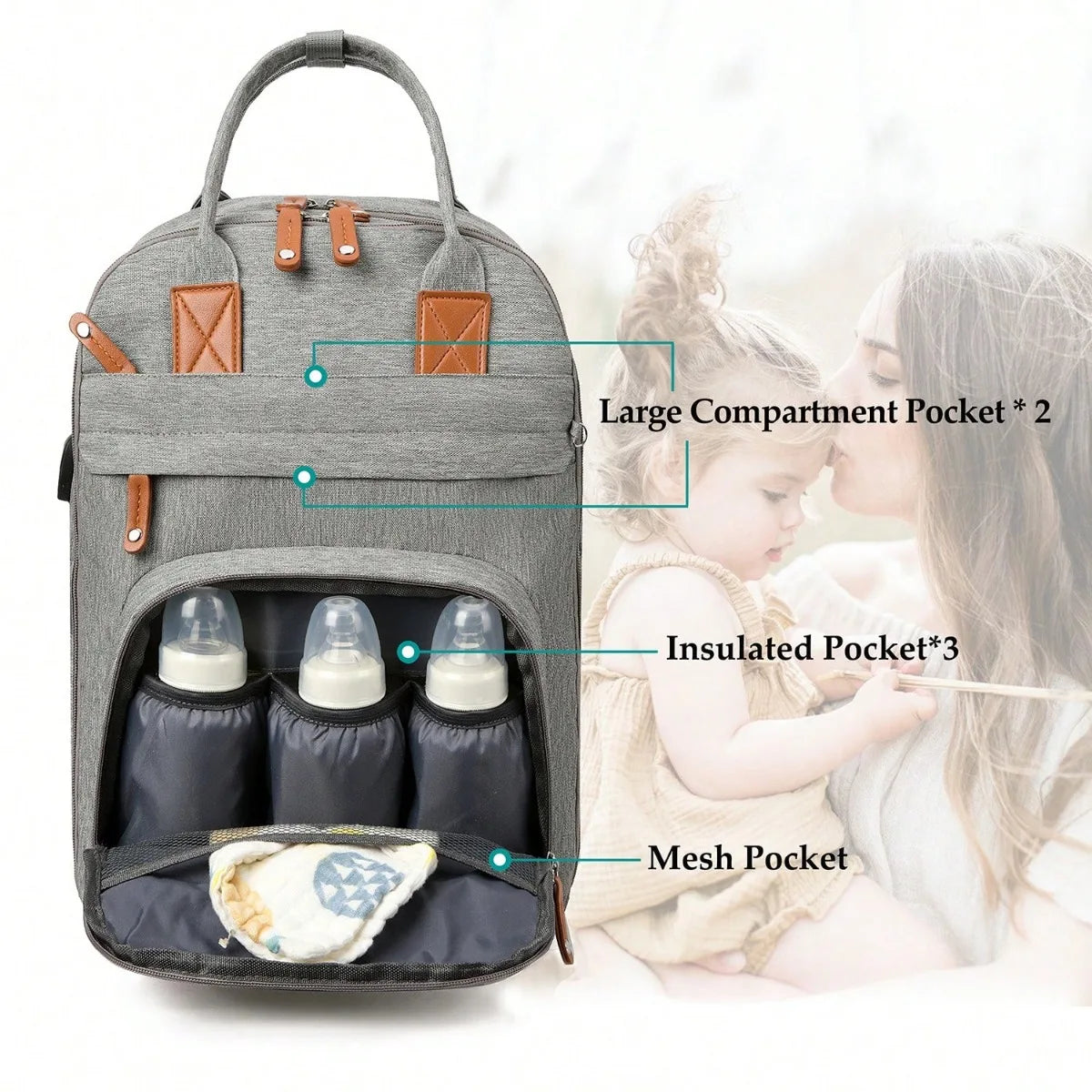Diaper Bag Backpack with Pacifier Case – Maternity Baby Nappy Changing Bag | Newborn Essentials & Baby Registry Gift