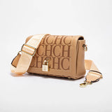 Metal-Buckle Solid Colour Shoulder Bag – Printed Head-Bag Design for Women