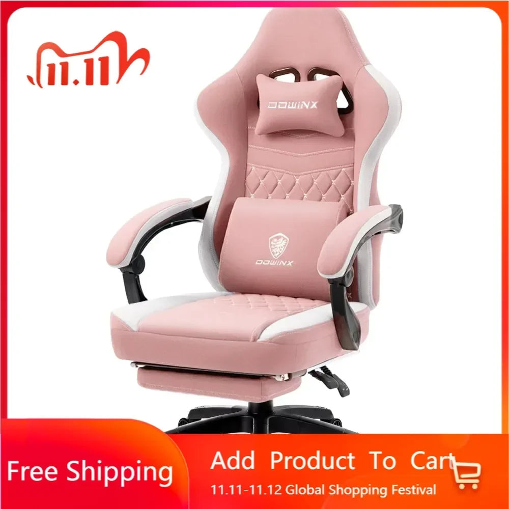 Ergonomic Gaming Chair – Breathable Fabric Gamer Seat with Gel Pad, Pocket Spring Cushion & Storage Bag