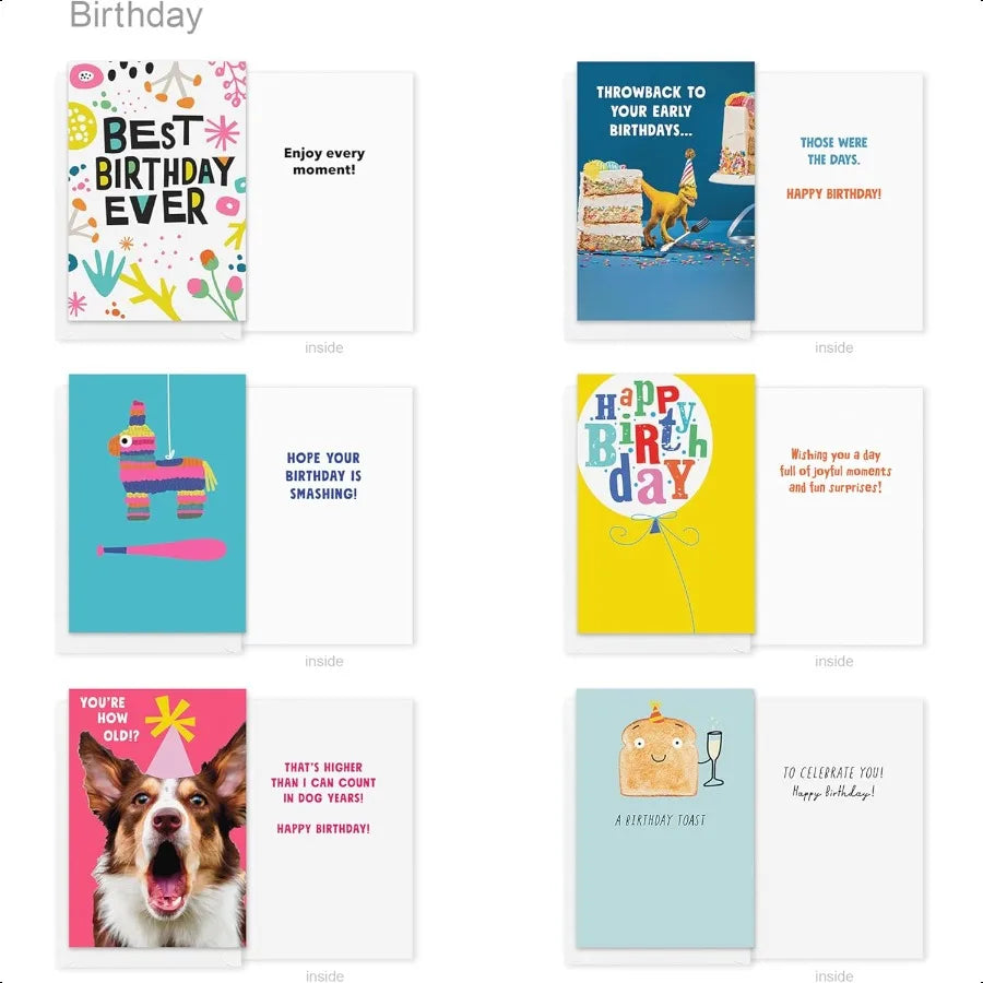 30-Count Funny Birthday Card Assortment – Recycled Paper Greeting Cards with Envelopes, Seals & Storage Box