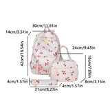 3-Piece School Bag Set – BackPack + Lunch Bag + Pencil Case (Cherry Printed)