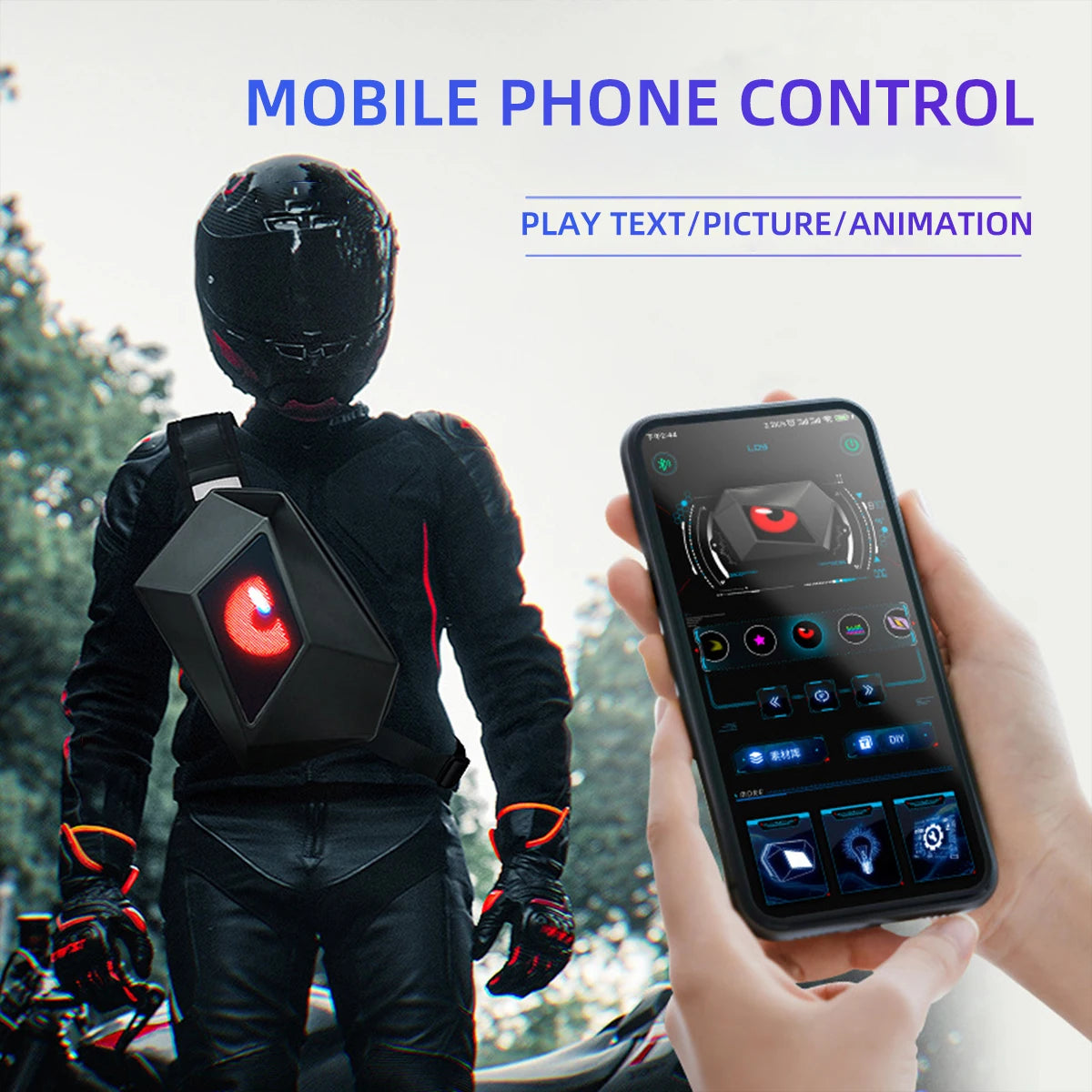 Hard Shell Knight-Style LED Shoulder Backpack – Portable Outdoor Cycling Bag for Men with Inclined Strap Design