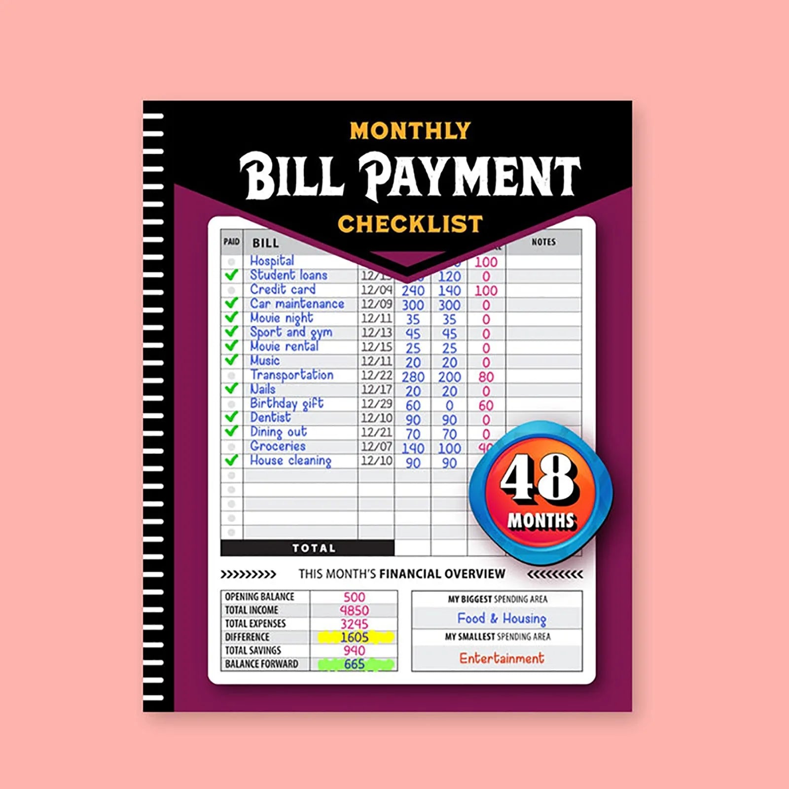 Monthly Bill Organizer – Budgeting & Payment Tracking Notebook for Financial Planning 📒