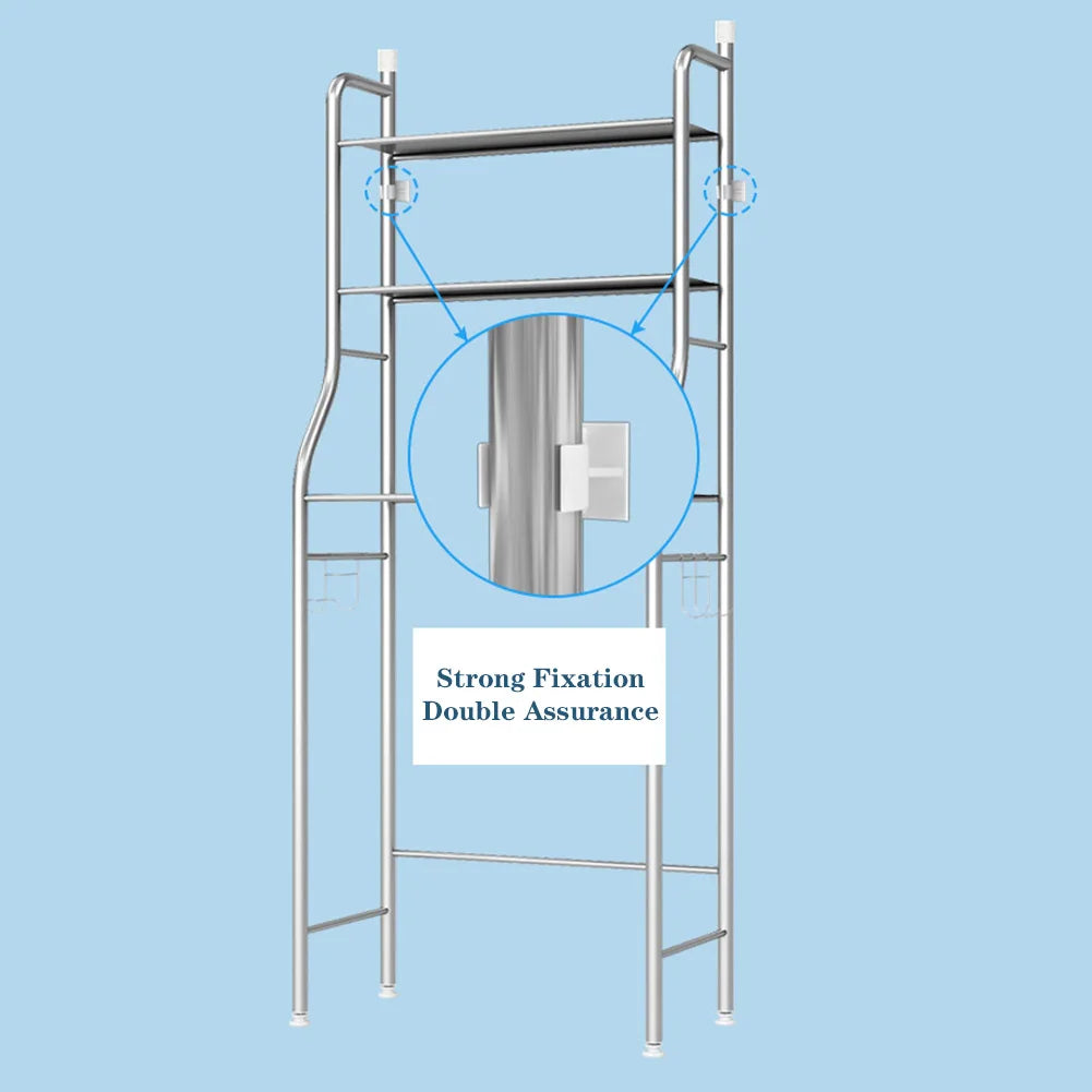 2-3 Tier Over-The-Toilet Freestanding Metal Storage Shelf with Paper Holder & Hooks – Space-Saving Bathroom Tower