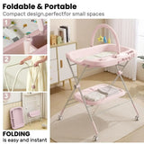 Adjustable Height Folding Baby Diaper Changing Table – Portable Station with Wheels & Organizer