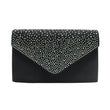 Women’s Satin Rhinestone Clutch – Elegant Evening Shoulder Bag with Thin Chain for Parties, Banquets & Weddings