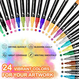24-Color Dual-Tip Acrylic Paint Pens – Multi-Surface DIY Art Markers