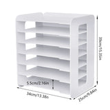 📂 7-Tier White Wooden Desktop Organizer – Office Document Rack & File Storage Shelf for Home, School & Classroom