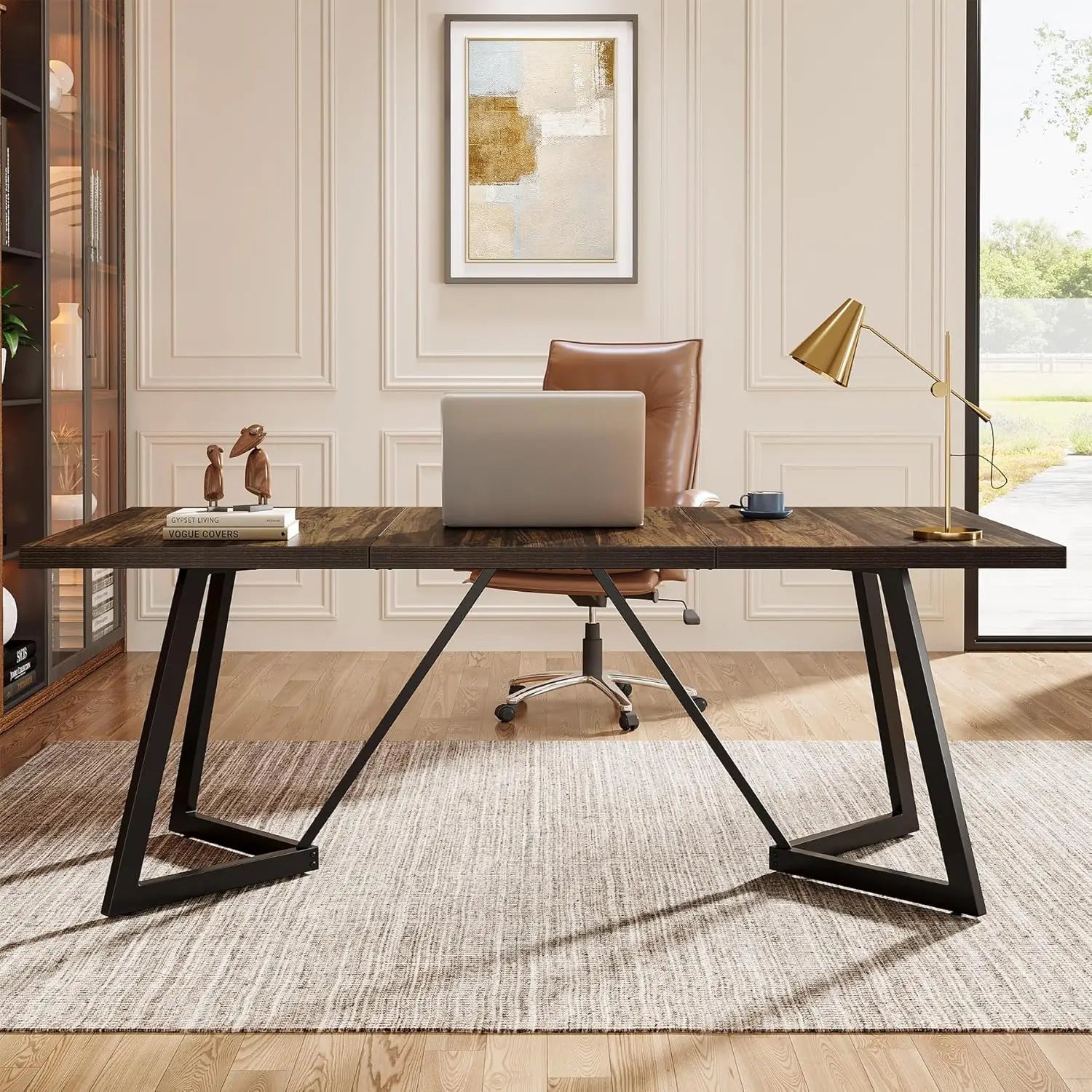 🖥️ 70.86" Large Executive Desk – Modern Computer & Office Workstation with Metal Frame for Home & Business