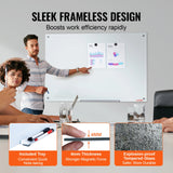 Magnetic Frameless Glass Dry-Erase Board – 48″ × 32″, Wall-Mounted Glass Whiteboard for Office, School & Home