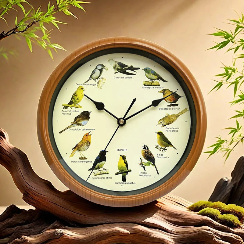 Singing Bird Wall Clock – Creative Quiet Round Hanging Clock for Living Room, Office & Home Décor