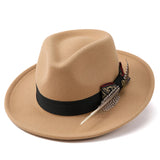Unisex Classic Fedora Hat – Vintage Panama-Style Felt with Stylish Feather Detail for Summer Events & Jazz Festivals