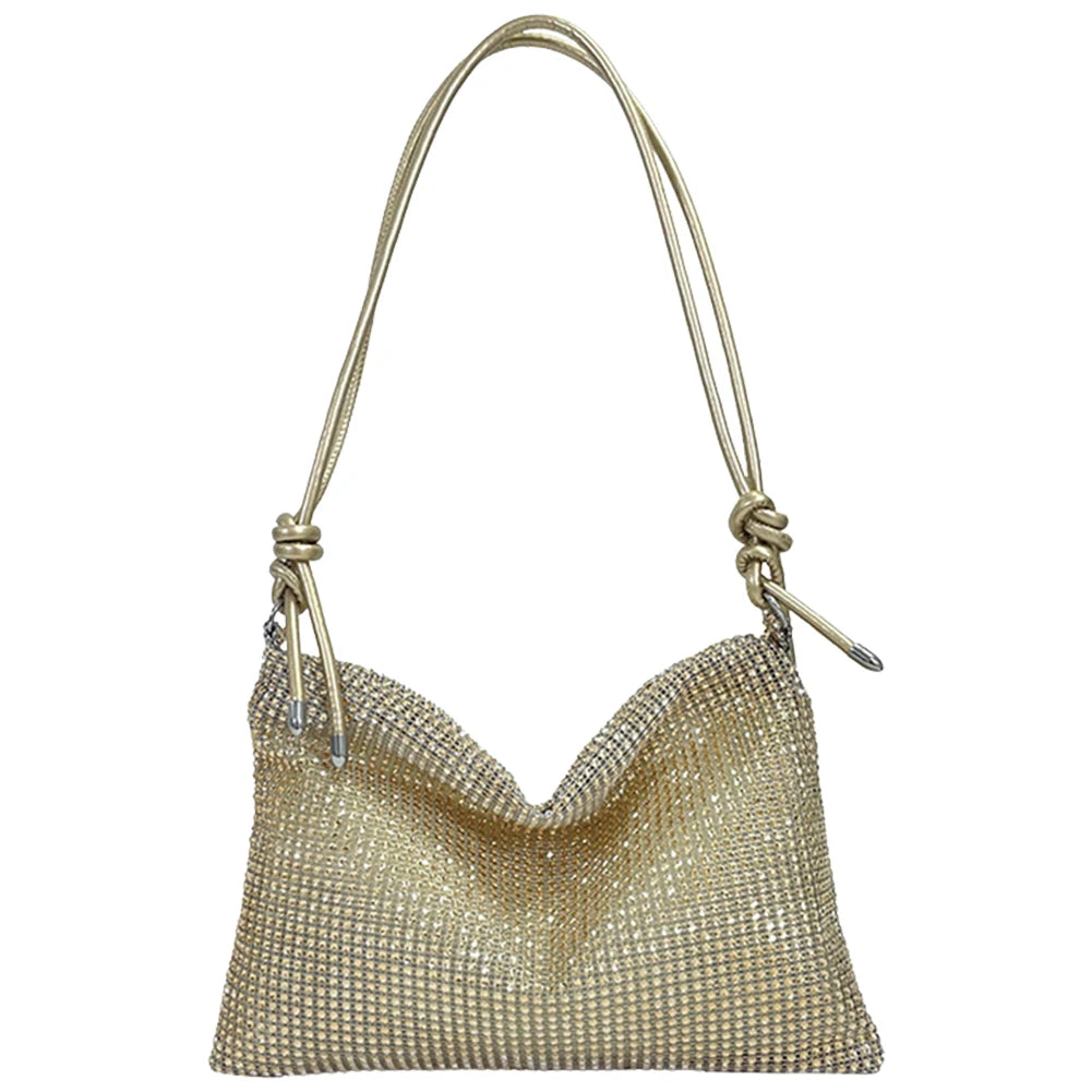 Women’s Diamond Rhinestone Shoulder Bag – Chic Elegant Tote Handbag with Adjustable Strap