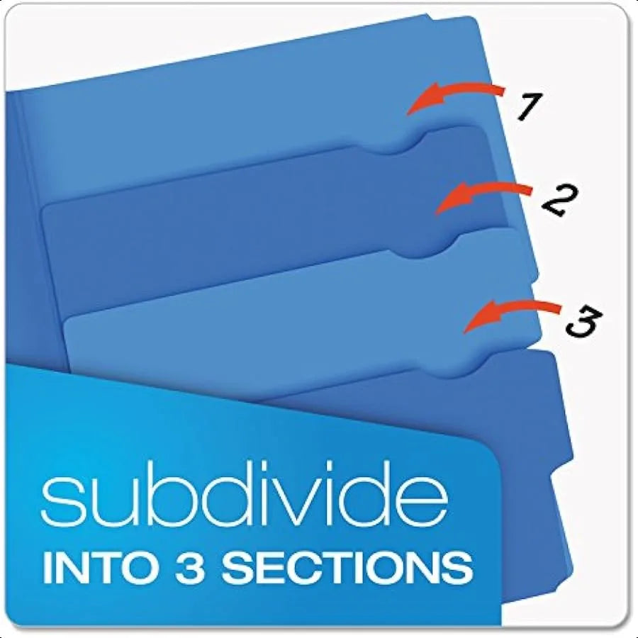 Divide-It-Up File Folders – Letter Size, 12 Pack, Assorted Colors for Organized Office & School Filing