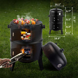 “80×41×48cm Iron Smoker Charcoal Grill – Heavy-Duty Black Carbon BBQ for Outdoor Cooking & Smoking”