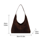 Women’s Suede Shoulder Bag with Zipper – Large Capacity Slouchy Hobo Handbag for Commuter & Travel