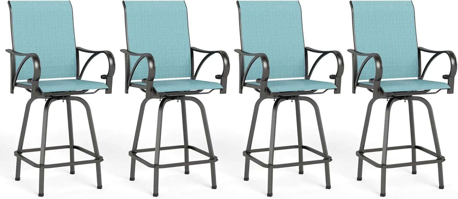 “5-Piece Outdoor High-Top Bar Set – Waterproof Bar-Height Table & 4 Chairs Bistro Patio Set in Light Blue”
