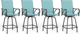 “5-Piece Outdoor High-Top Bar Set – Waterproof Bar-Height Table & 4 Chairs Bistro Patio Set in Light Blue”