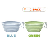 2-Pack Collapsible Pet Silicone Bowls – Portable Folding Food & Water Dishes with Carabiner for Dogs & Cats, Camping & Travel