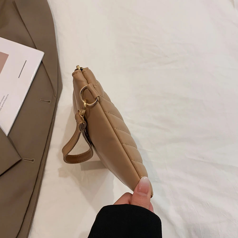 Women’s PU Leather Solid-Color Clutch & Satchel Bag – Business Zipper Handbag