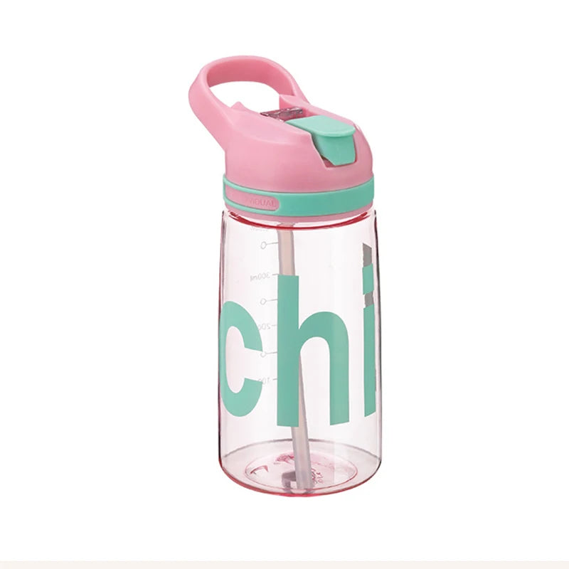 Cute Korean Style Water Bottle with Straw & Handle – BPA-Free 450ml Portable Drink Bottle for Girls