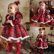 Red Plaid Lace & Ruffle Long-Sleeve Tutu Party Dress for Baby Girls – Christmas Outfit