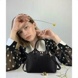 Women’s Classic Double-Zip Top Handle Dome Satchel Bag – Small Crossbody Handbag