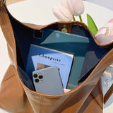 Women’s retro simple tote bag – large-capacity shoulder handbag, versatile casual shopping & work bag with minimalist design
