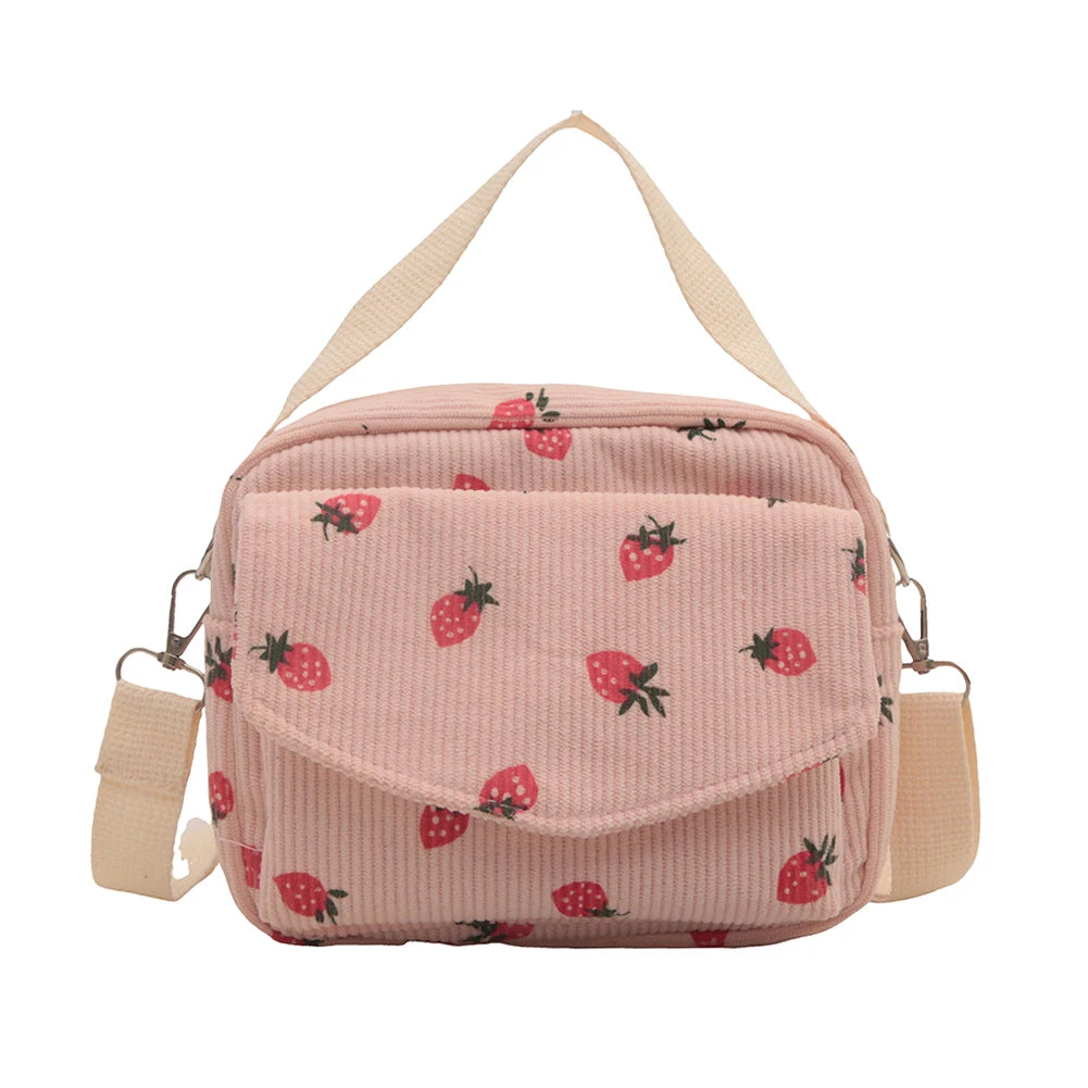 Women’s Corduroy Cartoon Shoulder Bag – Large-Capacity Trendy Crossbody Handbag