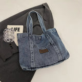 Women’s Large Denim Shoulder Bag – Trendy Tote Handbag with Spacious Capacity for Shopping & Daily Commute 👜💙