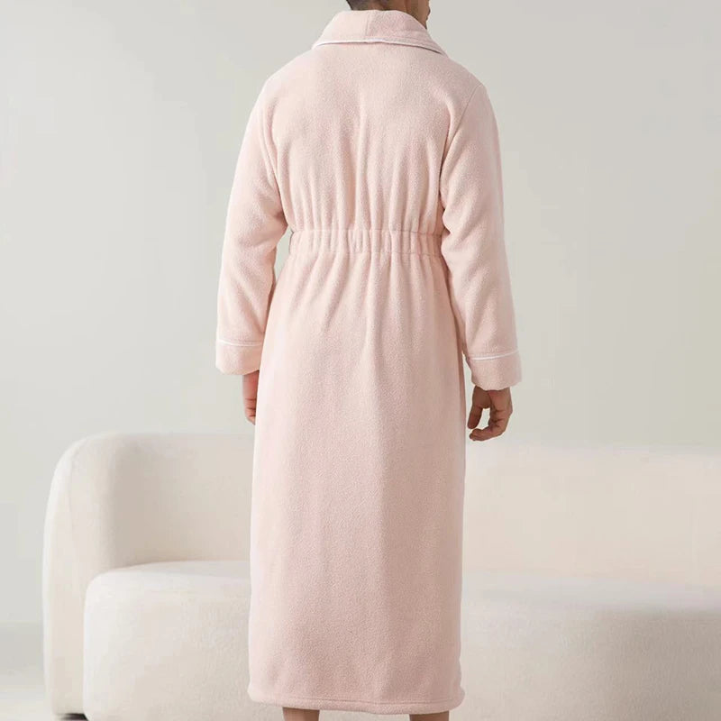 Luxurious Men’s Plush Shawl Collar Bathrobe – Soft Long-Sleeve Belted Spa Robe for Warmth & Style