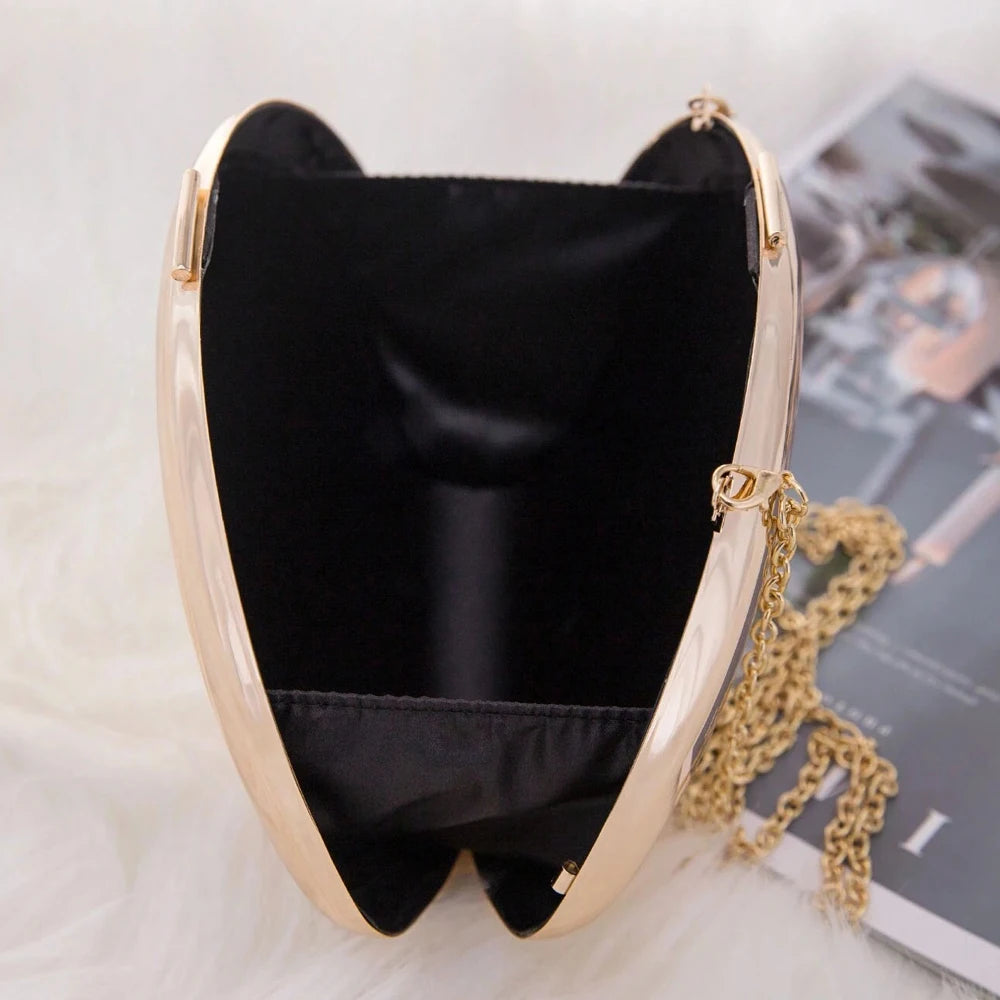 Smooth Mirror Acrylic Egg-Shaped Clutch – Luxury Shell Handbag for Women, Designer Evening & Party Purse