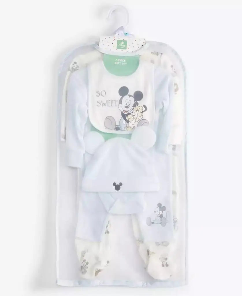 Disney Baby Boys 7-Piece Mickey Mouse Sleep & Play Gift Set – Newborn Clothing & Accessories 🎁👶✨