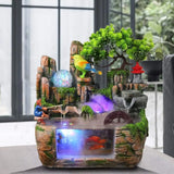 Mini Indoor Rockery Tabletop Waterfall Fountain with Mist & LED Lights – Cascading Water Feature for Home & Office
