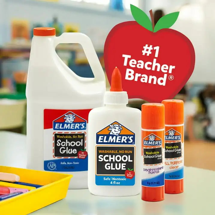 Elmer’s Disappearing Purple Washable School Glue Sticks – 6g 12-Count Set