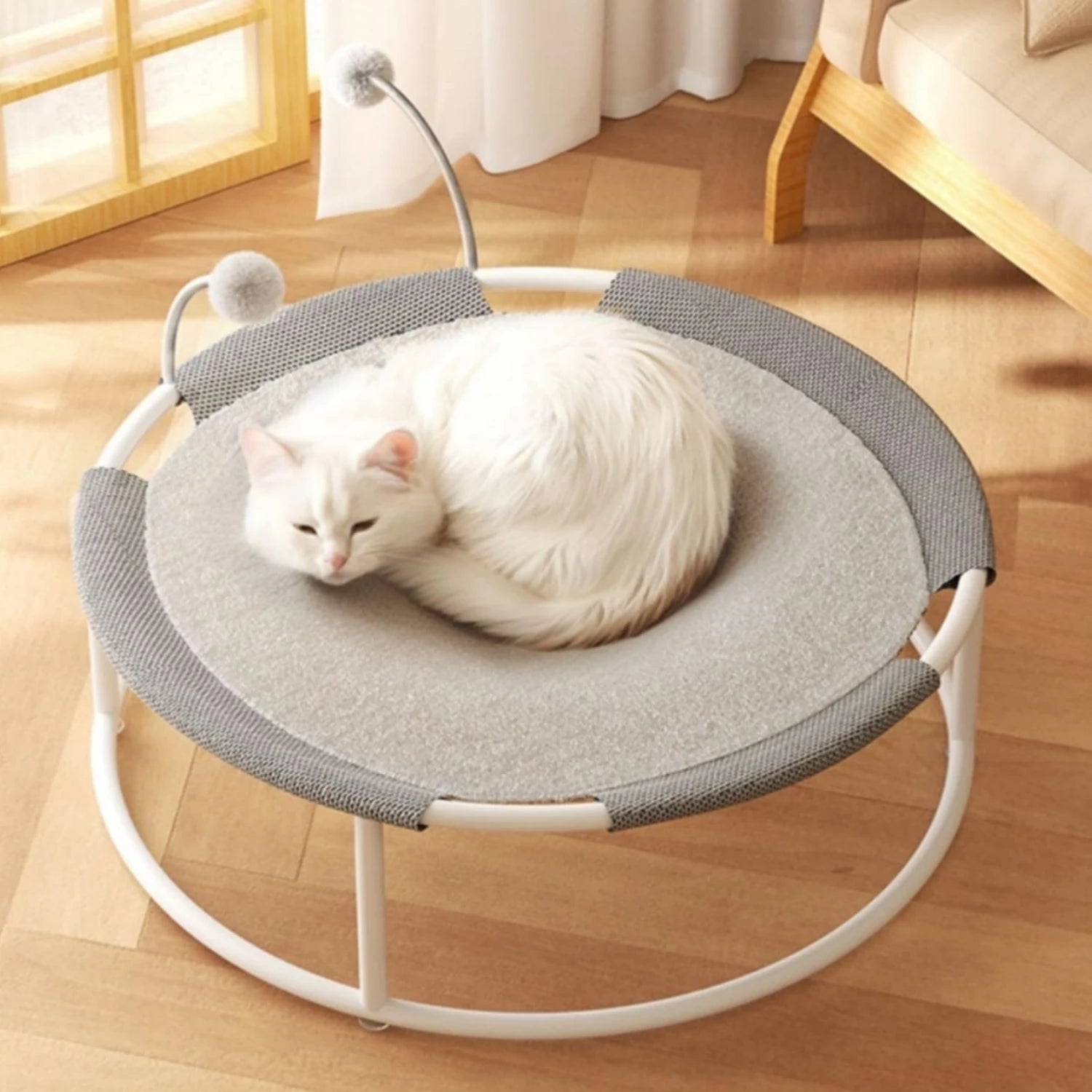 Raised Cat Hammock Bed – Removable & Washable Soft Mattress, Stable Indoor/Outdoor Pet Trampoline for Cats & Dogs