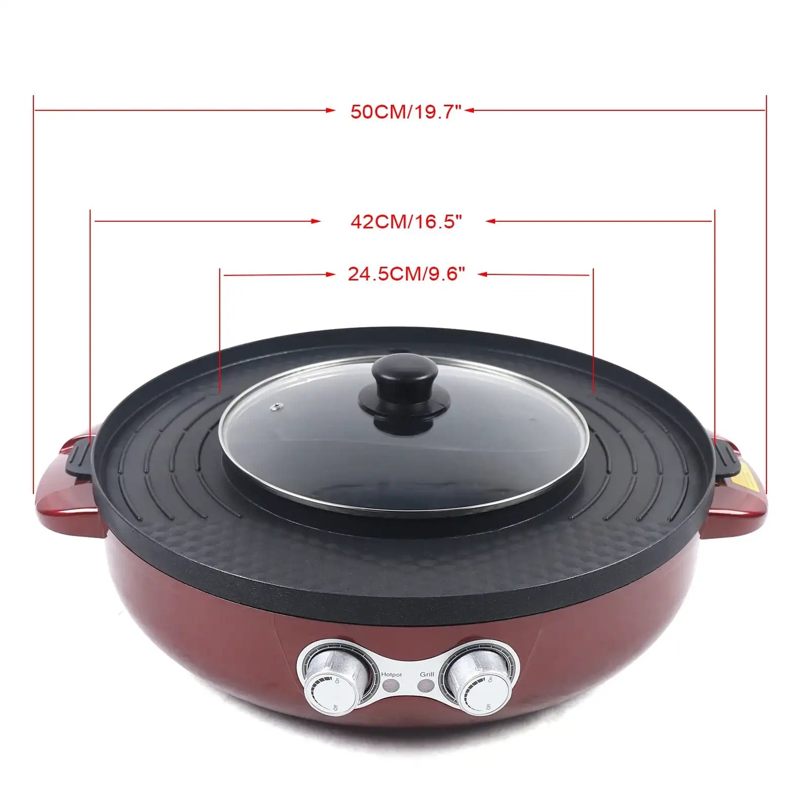 2200W 2-in-1 Electric Smokeless Grill & Hot Pot – Portable BBQ Grill and Shabu Split Pot, Multifunction Barbecue Pan (110V)
