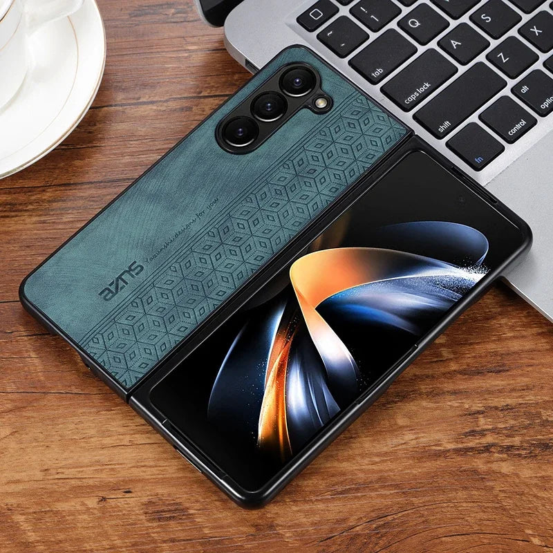 Luxury PU Leather Case for Samsung Galaxy Z Fold 3/4/5/6 – Shockproof Slim Bumper Back Cover with Premium Finish