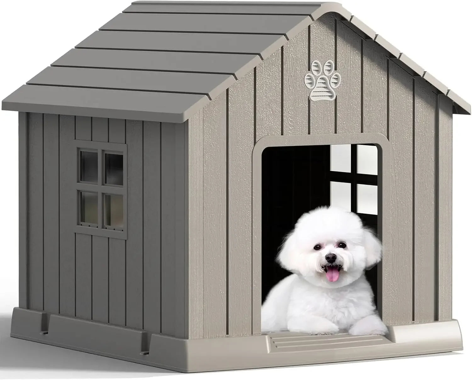 Large Outdoor Plastic Dog House – Durable Waterproof Kennel with Air Vents & Elevated Floor for All Breeds