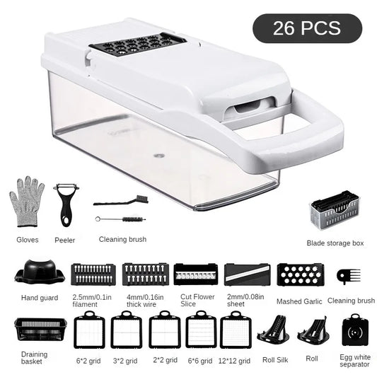 26-Piece Multifunctional Vegetable Slicer Set – Kitchen Cutter, Dicer & Shredder for Easy Meal Prep