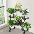 4-Layer Plant Stand Rack with 6 Pots – Mobile Flower Display Shelf on Casters for Balcony & Indoor