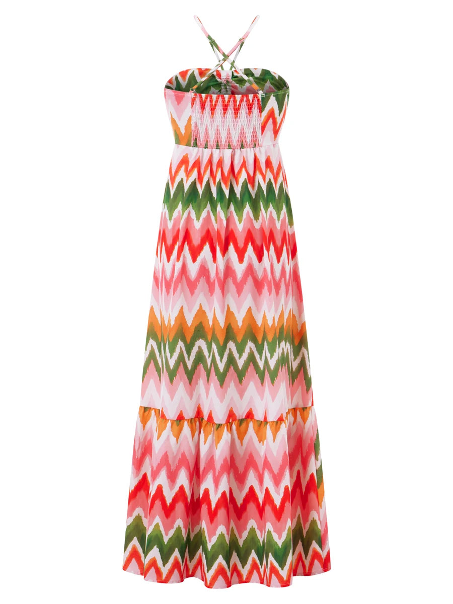 Elegant Floral Print Maternity Dress – V-Neck Pregnancy Outfit with Flowy Ruffled Hemline, Summer Casual Wear for Women