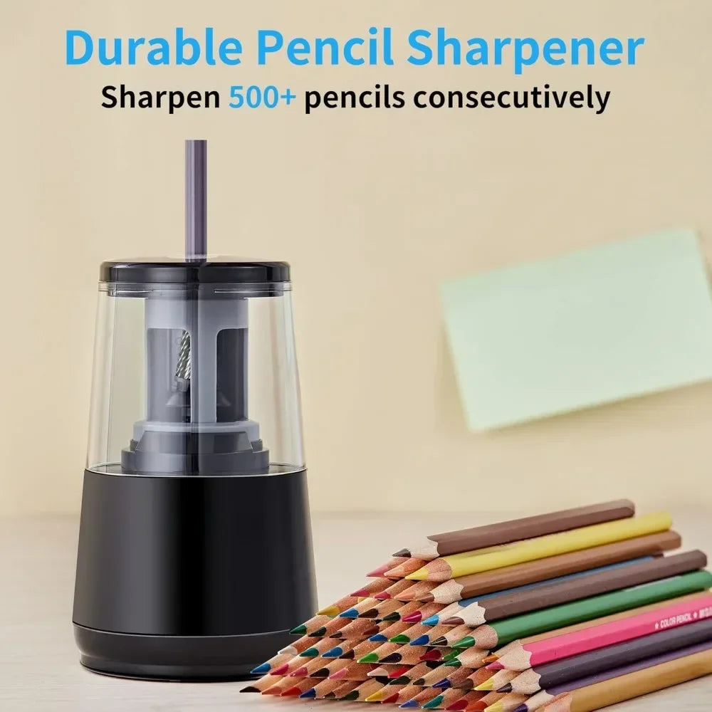 Electric Pencil Sharpener – Heavy-Duty Helical Blade, Auto-Stop for No.2 & Colored Pencils (6-8 mm)