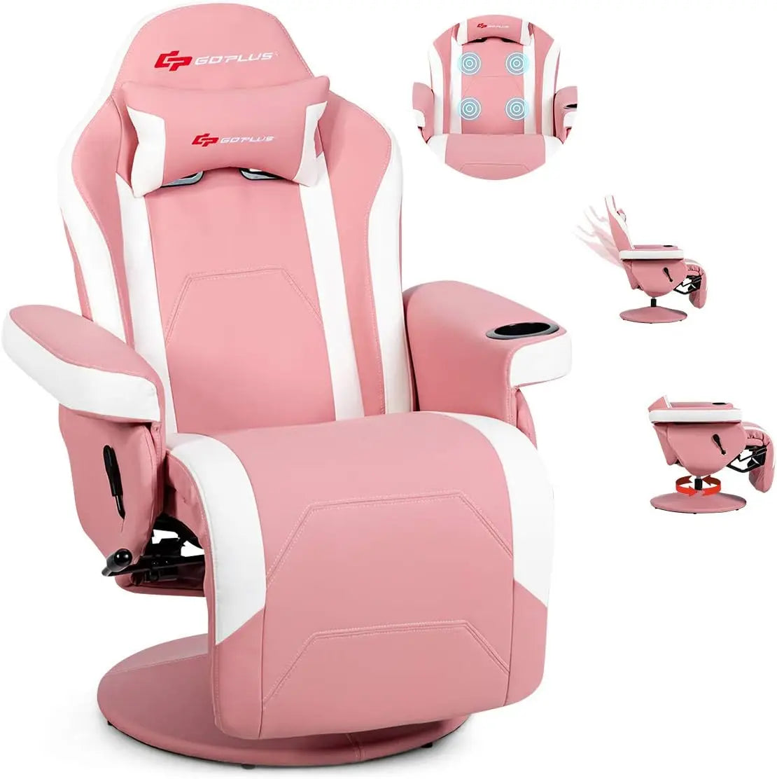 Gaming Recliner Massage Chair – PU Leather Single Sofa with Footrest, Cup Holder, Side Pouch & Ergonomic Massage Support