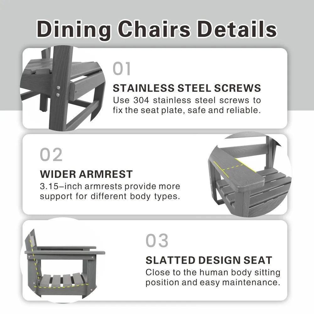“7-Piece HDPE Patio Outdoor Dining Set – 51” Dining Table with 6 Chairs, Weather-Resistant Outdoor Furniture”