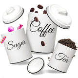 3-Piece Airtight White Vintage Kitchen Canister Set – Countertop Storage for Coffee, Tea & Sugar