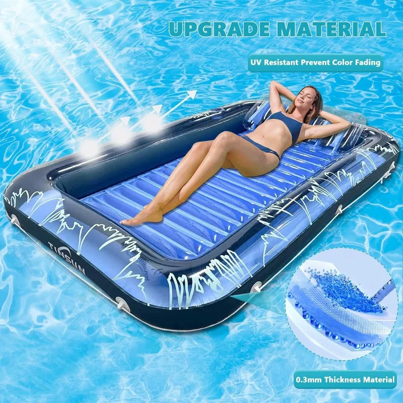 Inflatable Tanning Pool Lounger – Large Floatie Bed for Adults, Sunbathing & Relaxing in Pools or Beaches