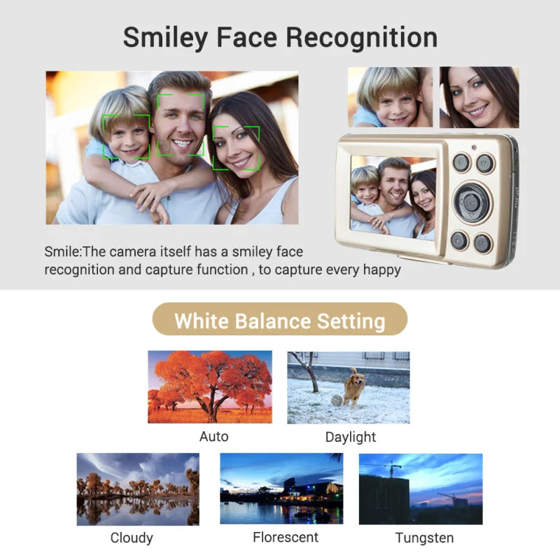 HD 1080P Kids Camera & Camcorder – 16MP, 16X Zoom, 1.77" LCD Screen, Fun Gift for Boys & Girls
